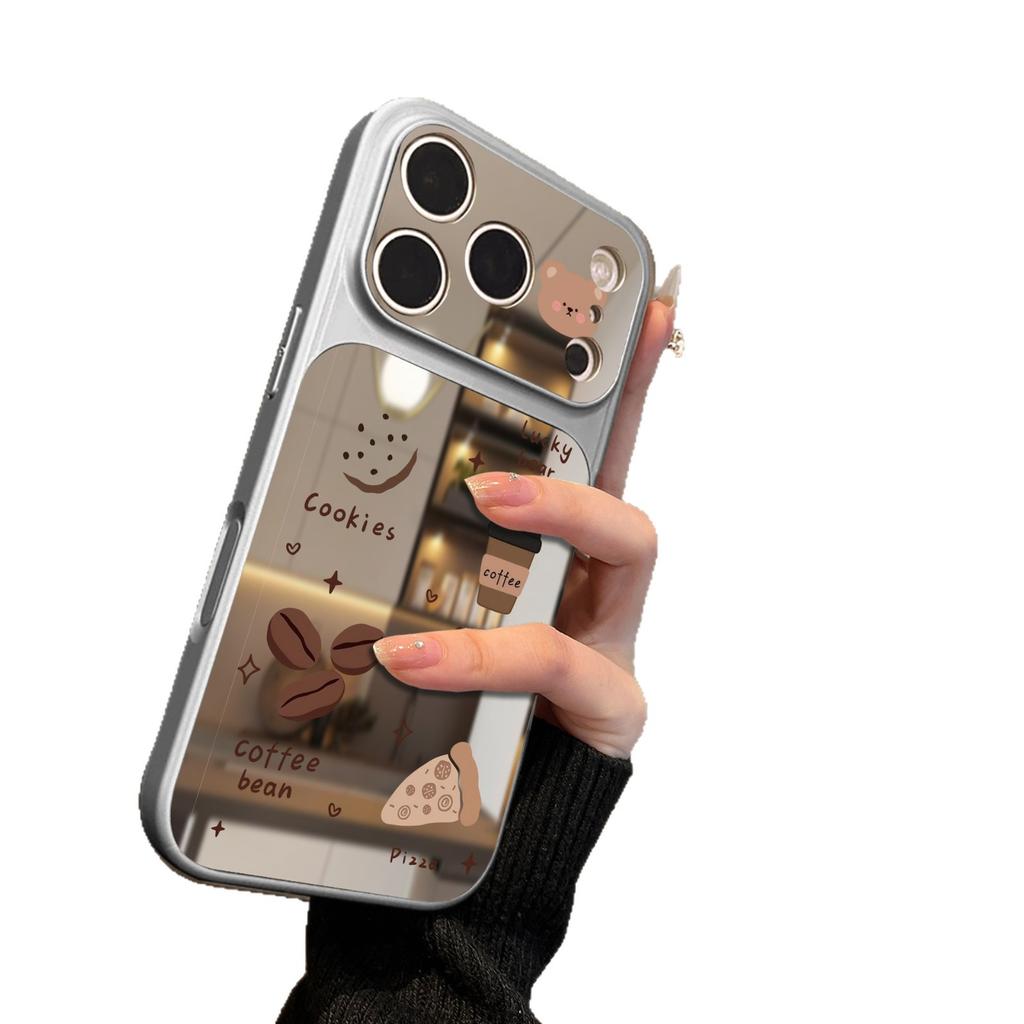 Coffee bear is suitable for iPhone17 mobile phone case 16/14pro Apple 13 Pro mirror 15promax new model.