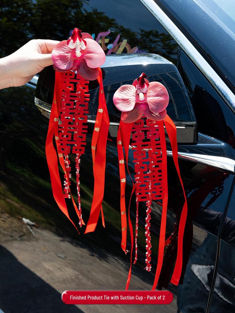 Ensemble de Fleurs de Décoration de Voiture de Mariage - Décoration de Poignée de Porte et Arrangement de Dote