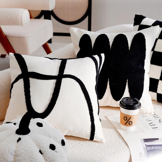 Throw Pillowcase with Hidden Zipper PP Cotton Filling Contrast Color Office Couch