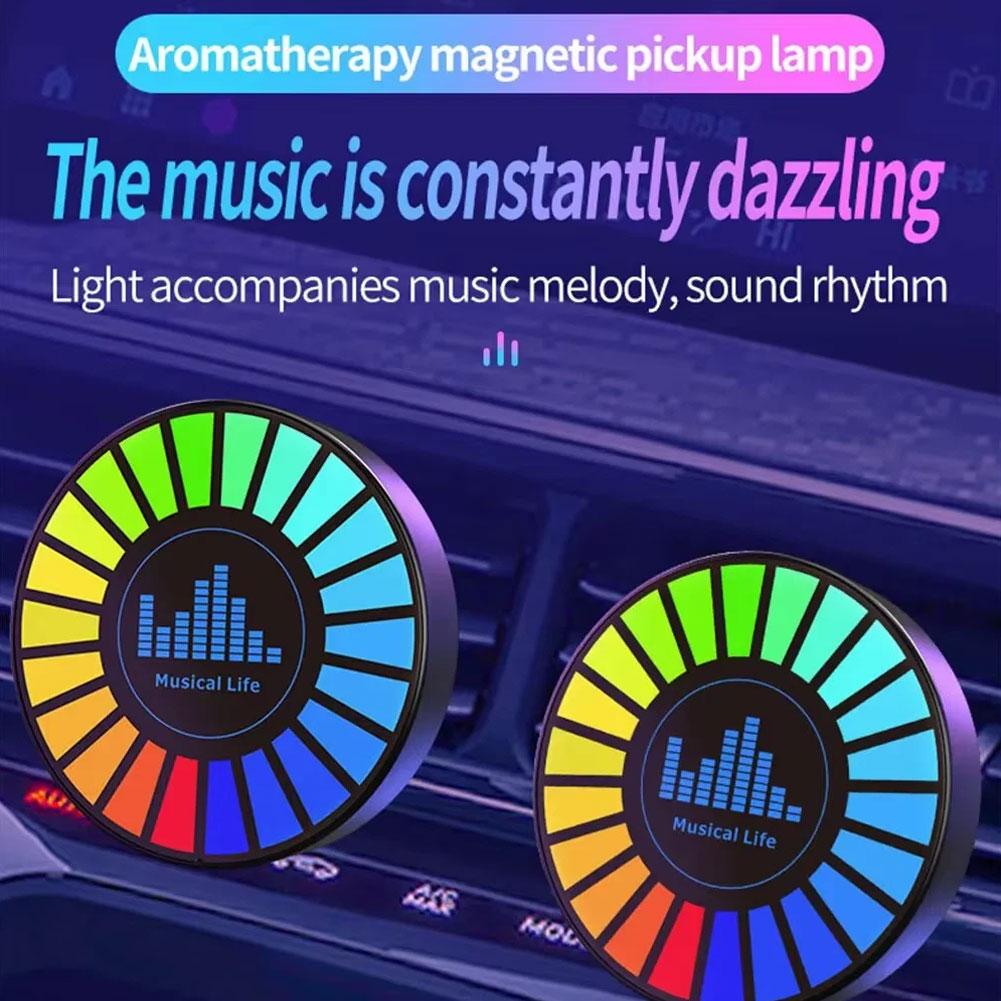 Aromatherapy Magnetic Pickup Lamp Colorful Ambient Air Fresher Round RGB Lights Rechargeable For Car Air Outlet Or Room I1V3