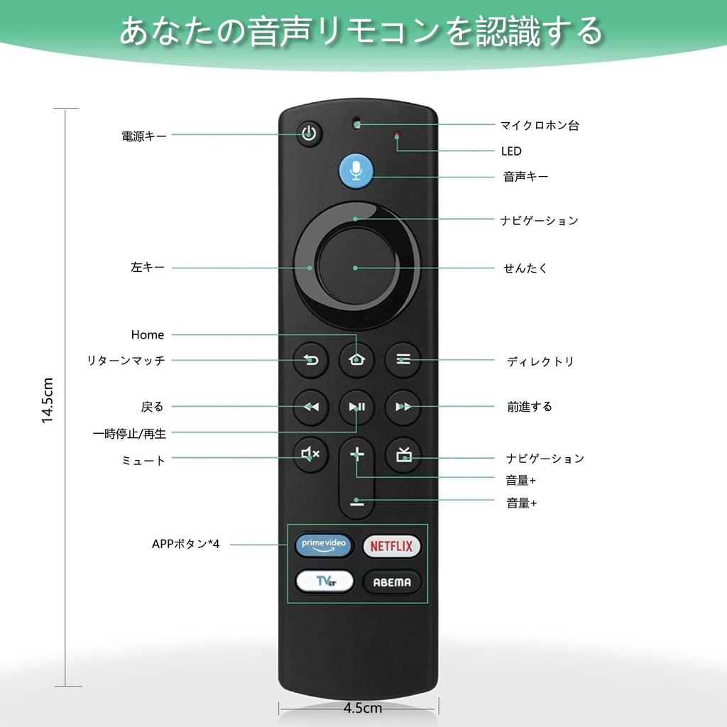 Ersatzfernbedienung für Fire TV Stick Light MAX CUBE Fernbedienung mit voreingestellten App-Tasten und Sprach-TV-Fernbedienung Ersatzfernbedienung Japanisch