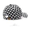 Trendy checkered baseball cap, outdoor sports hat for women, sun-protective visor, men's stylish cap