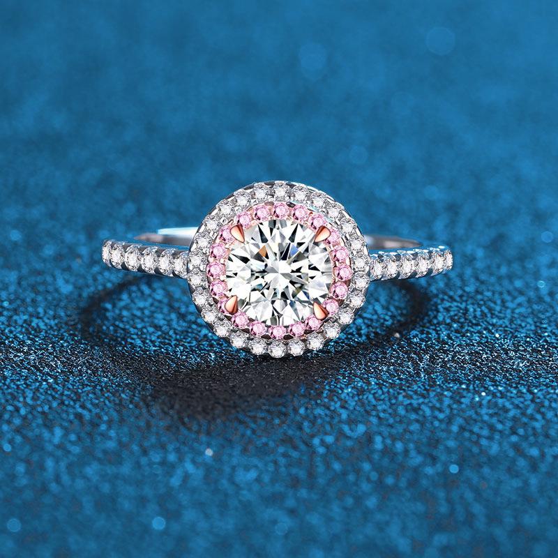 Women s 3.5 Carat Ice Flower Cut Pink and White Diamond S925 Sterling Silver Ring Size 8
