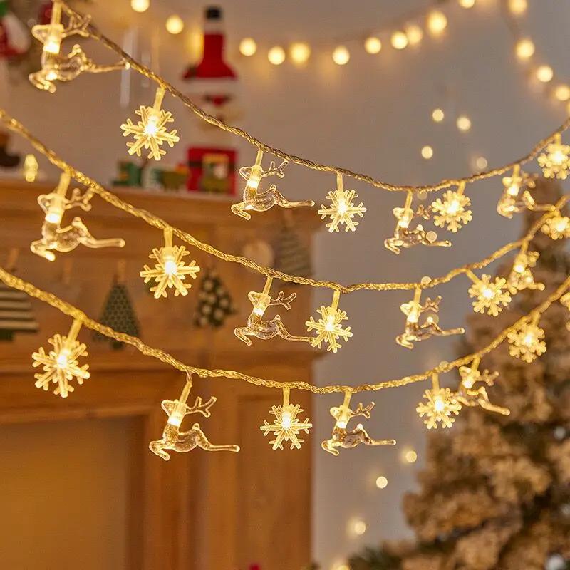 3M 20LED Christmas Decoration for Home Christmas Lights Snowflake String Lights Fairy LED Lamp New Year 2025 Tree Garden