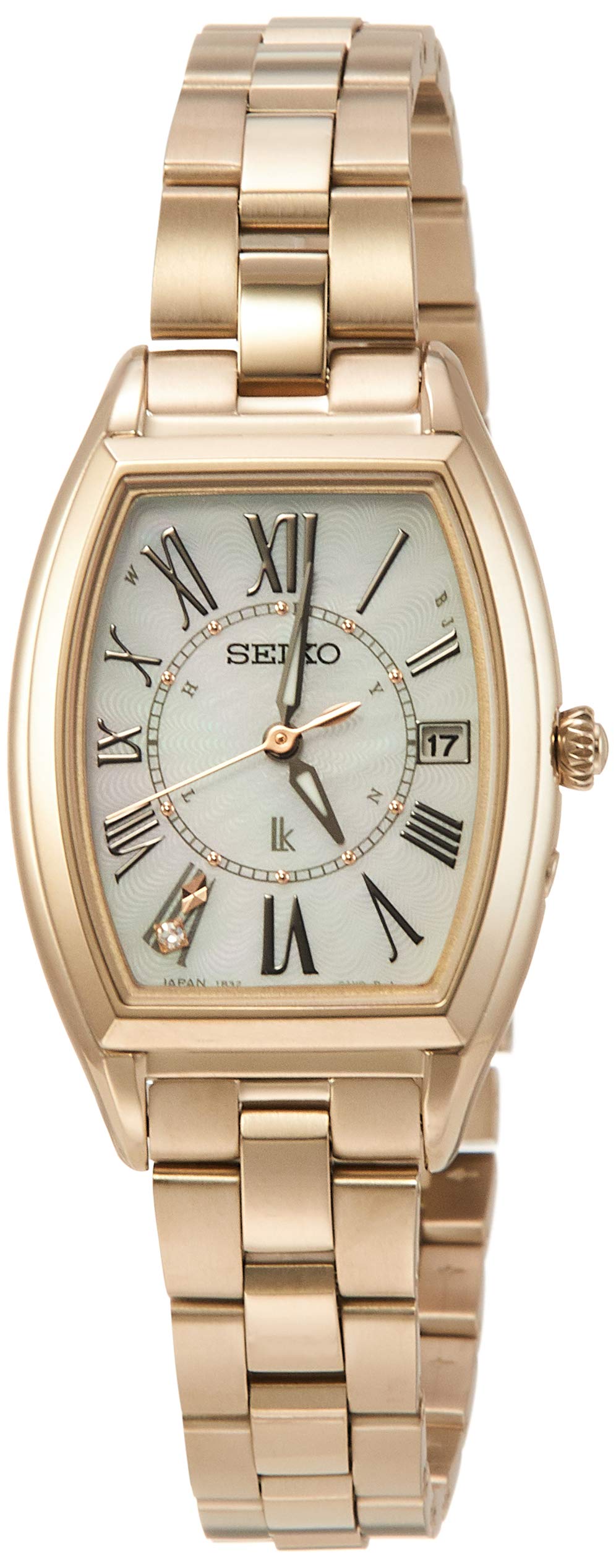 

[Годинник Seiko] Rukia Lady Gold Solar Radio Titanium Model Tonneau Shape White Pearl Dial with Diamonds Sapphire Glass Armired Waterproof for Daimond