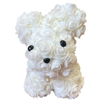 Q-FLA Plush Ornament, Rose and White Dog, White, Perfect for Gifts and Celebrations, 805370