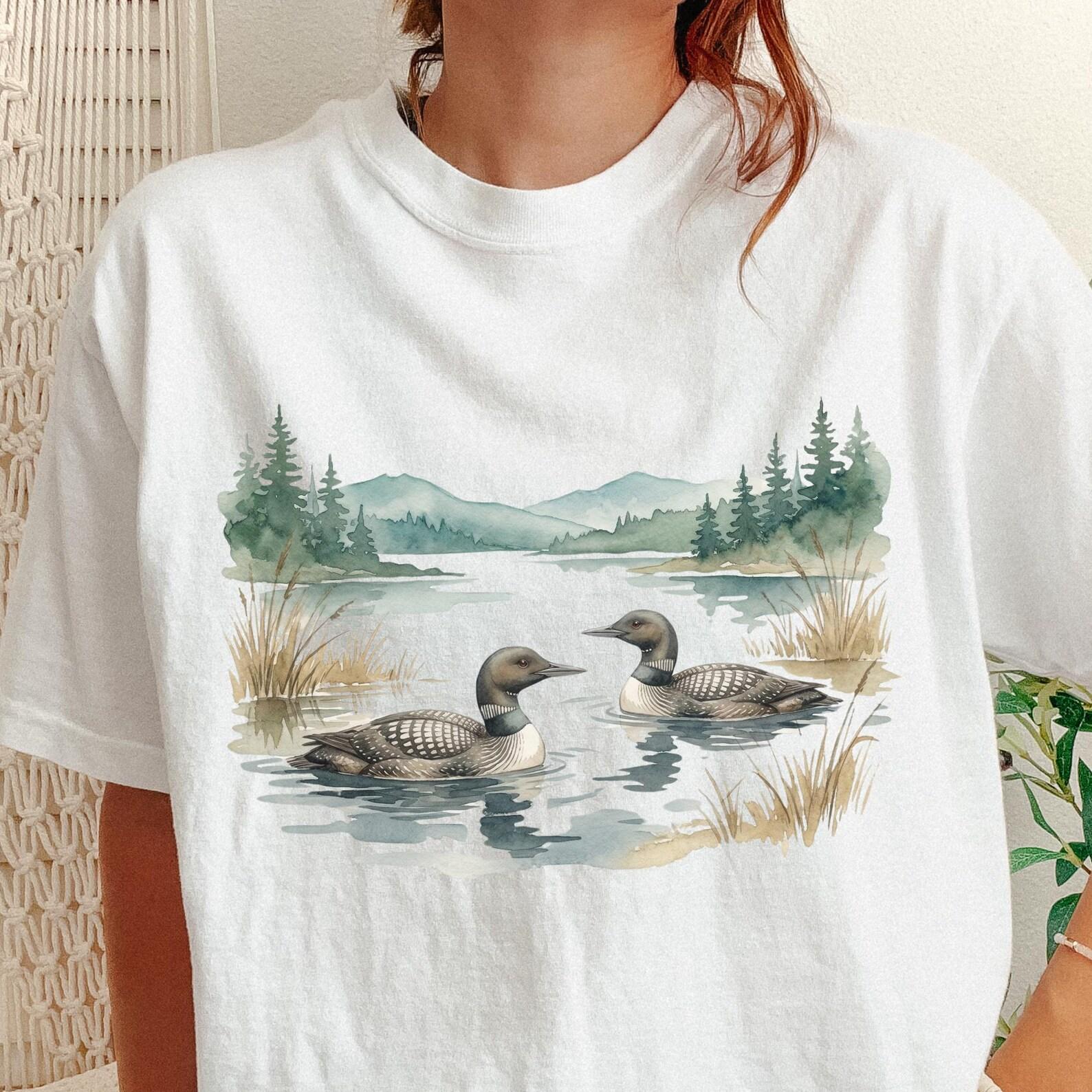 Loon Bird Shirt | Vintage Lake Loon Tee Wildlife Nature Graphic Birdwatcher Gift S