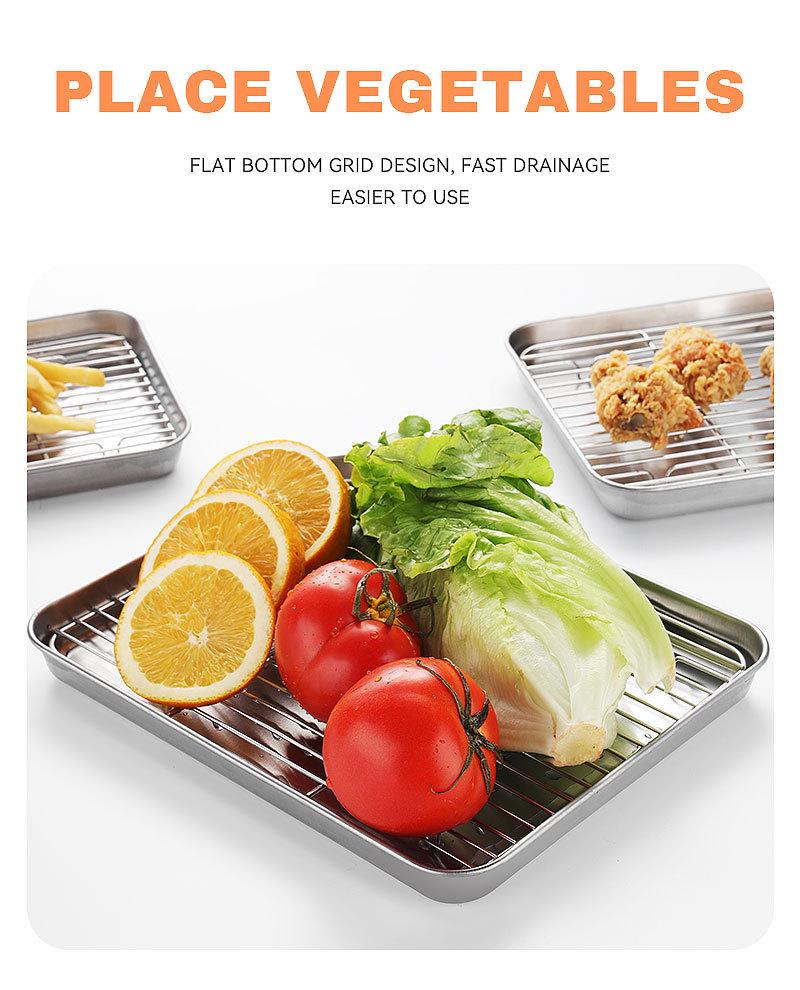 Stainless Steel Flat Tray & Mesh Pan for Roasting, Frying, BBQ & Oil Draining