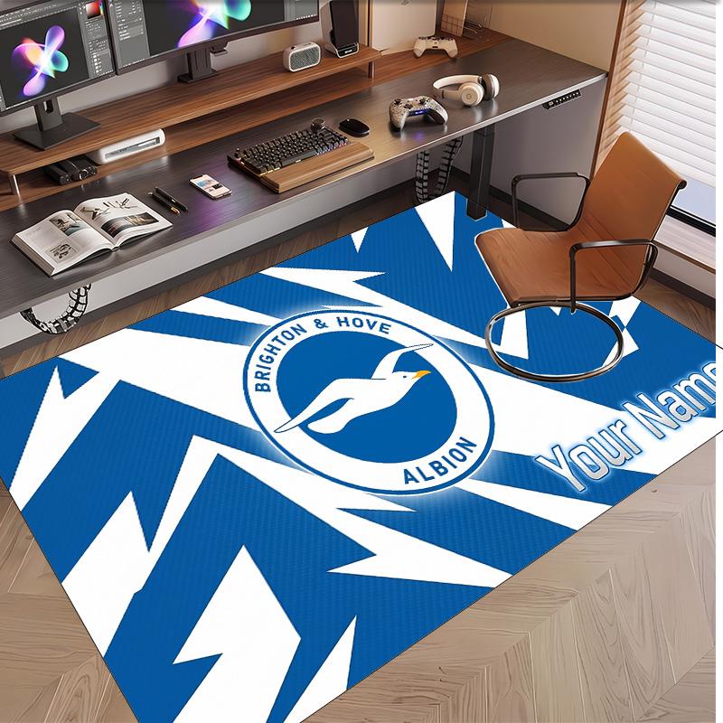 Personalized Crystal Velvet Carpet Brighton & Hove Albion Football Pattern Non Slip Floor Rug
