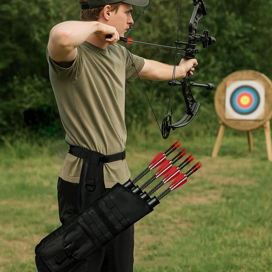 Archery Hip Quiver for Arrows 4 Tubes Waist Hanged Bow Quiver with Adjustable Waist Belt for Compound Bow Recurve Bow Archery Target Practicing