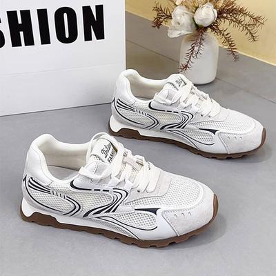Damen Sommer neue atmungsaktive lässige Damen Schuhe flache Sport-Board-Schuhe aus Leder-Mesh