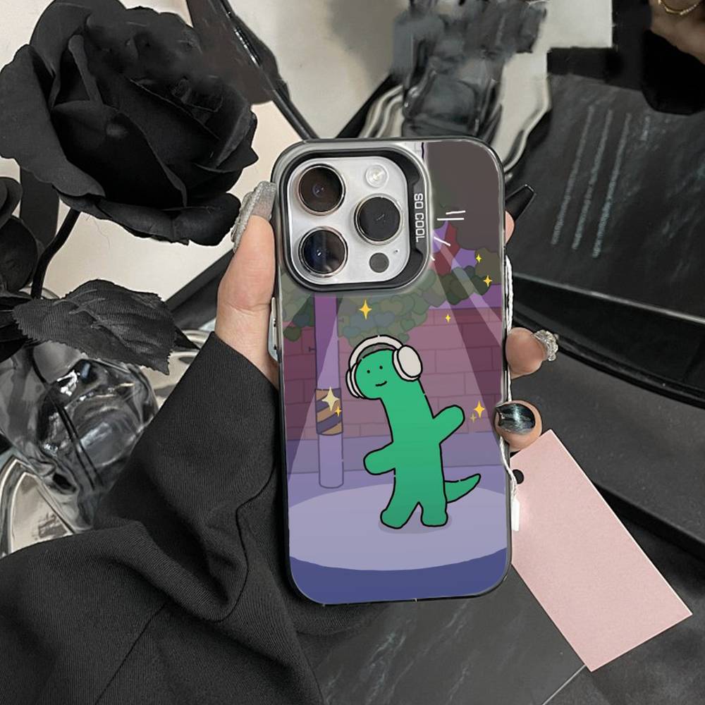 Süße Cartoon K-Jurassic Handyhülle Für IPhone 16 17 15 14 12 13 Pro Max Schwarze Farbe Stoßfeste Hülle