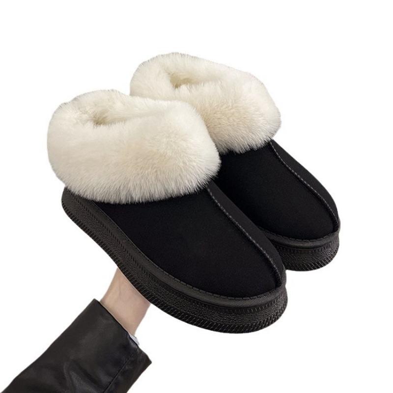 Mao Mao snow boots women's winter new thick-soled short tube thickened one pedal lazy light cotton shoes