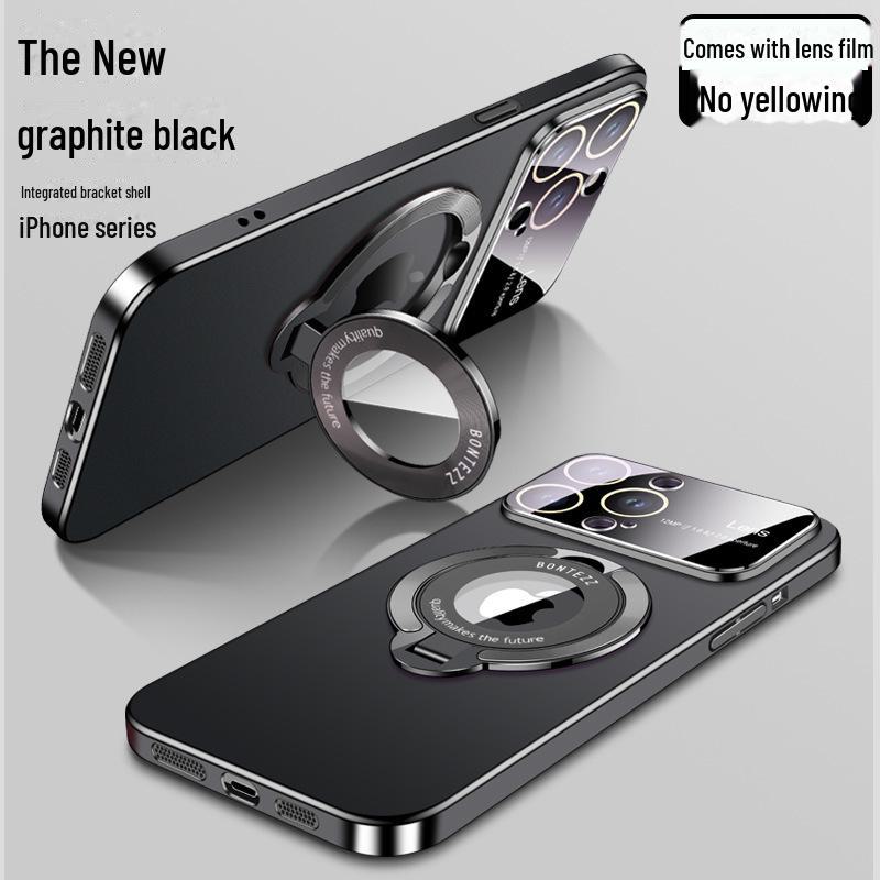 "iPhone 16 Pro Max Frosted Case with Magnetic Metal Bracket for Apple 15"