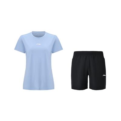 Lightweight Soft Breathable Solid Color Slim Fit Waist Sports Short Sleeve Versatile Quick Dry Shorts Casual Set ATSV616-2+AKSUA22-1