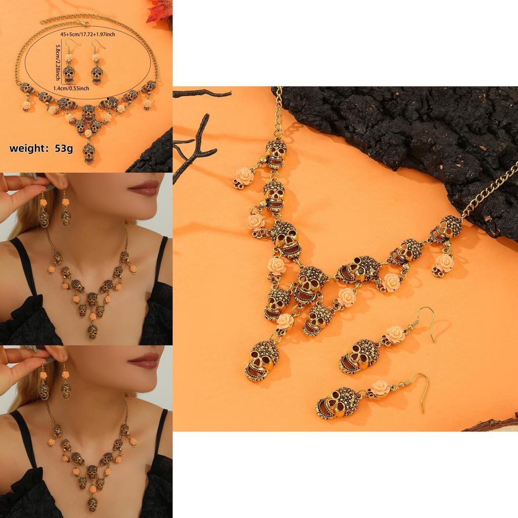 Pumpkin Skeleton Jewelry Collection With Gold Plated Alloy For Halloween Party Accessories