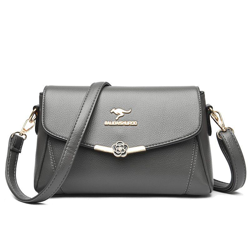 

Brand Texture Leather Bag for Middle-Aged Women Gray