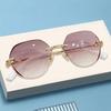 Round Reading Glasses Women Presbyopia Rimless Metal Frame Men Gradient Color Anti-Blue Light Fashion Eyeglasses