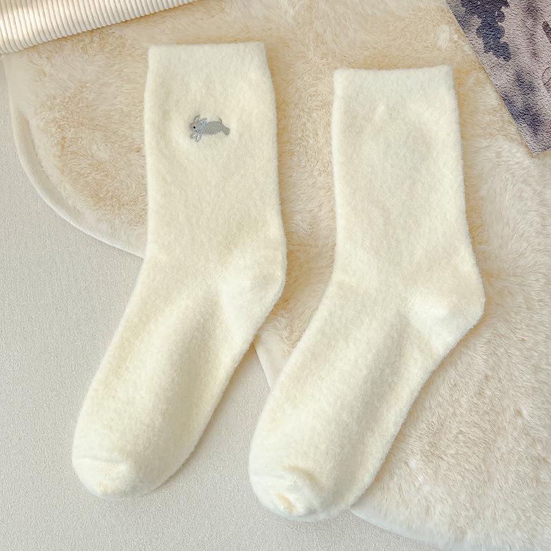 

Австралийские женские зимние бархатные носки: Теплый, сохраняющий тепло, толстый, длинный, плюшевый, милый, пушистый, с вышивкой. One Size