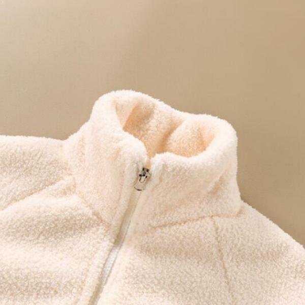 Children Plush Coat Autumn Winter Baby Boys Girls Color Blocked Zipper Long Sleeve Top Kids Casual Warm Jacket Outerwear