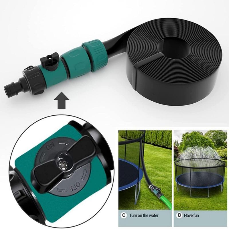 15M Trampoline Sprinkler Outdoor Camping Water Spray Cooling Garden Cooling Tool Field Irrigation Hose Tool Agricultural Mist Hose