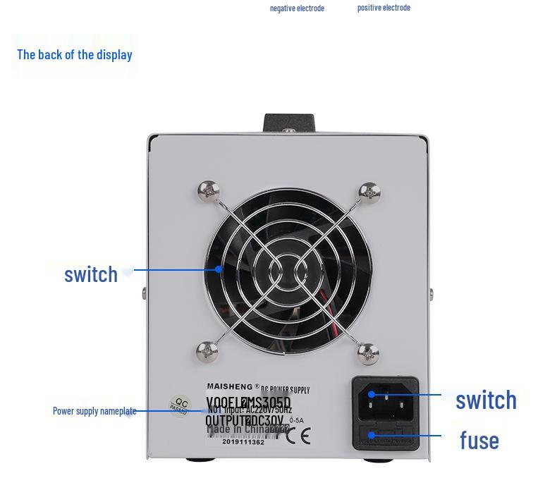 MAISHNEG MS3010DS Adjustable DC Power Supply with Digital Display for Repair, Charging, and Testing.