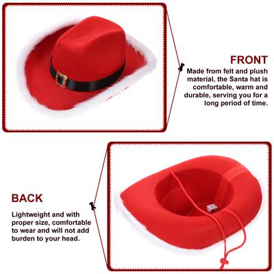Glowing Christmas Hat Santa Style Xmas Party Cowboy Hat for Men Women Fun Photographic Decoration Lightweight Comfortable