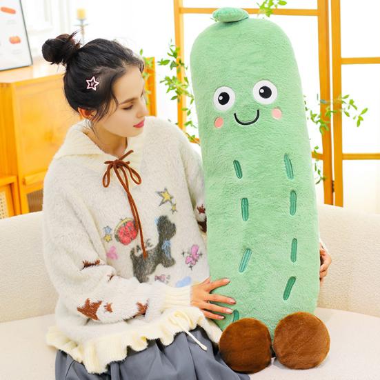 Smil Agurk Plysjdukke Bedårende Grønnsaks-Emotikon Kastepute Myk Utstoppet Grønnsaksleke Dekorative Gaver