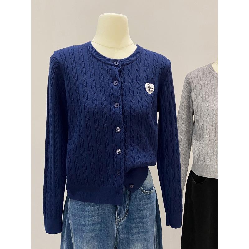 Twist texture knitted cardigan jacket women's single-breasted top spring and autumn casual age-reducing long-sleeved soft waxy sweater