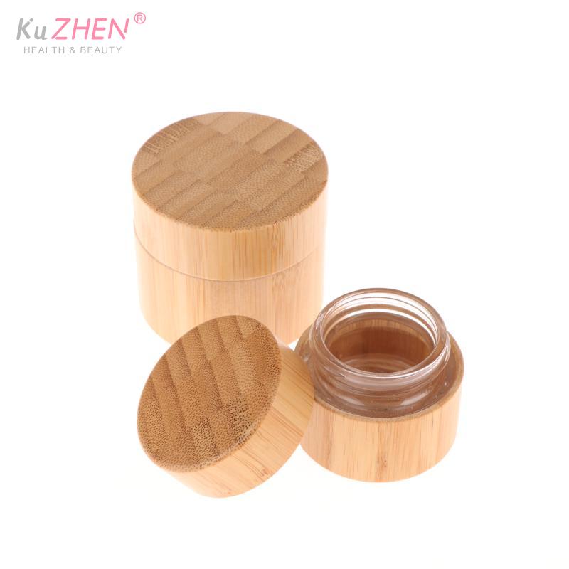 5/10/20g Bamboo Glass Cream Jar Travel Container Lip Balm ContainerFace Lotion Container Eye Cream Sample Jar Cosmetic Container