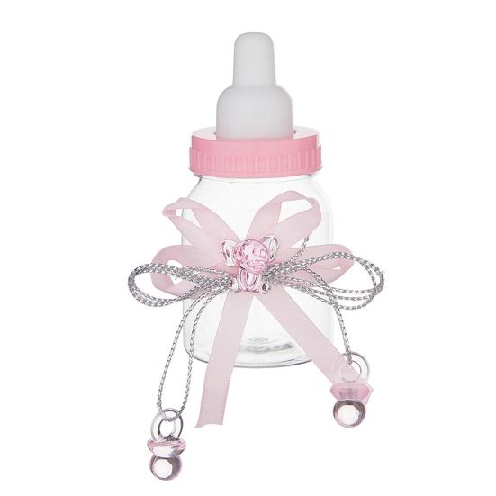 1/6/12 Pièces Mini Bouteille de Lait Boîte à Bonbons avec Ours Strassé Ruban Nœud Bonbons Goodies Pot de Rangement Friandises Fête de Naissance Cadeaux