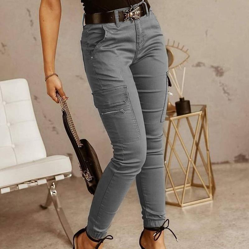

Весенние женские джоггеры Pantalon Streetwear Брюки однотонные узкие брюки-карго брюки модные карманы одежда XS серый