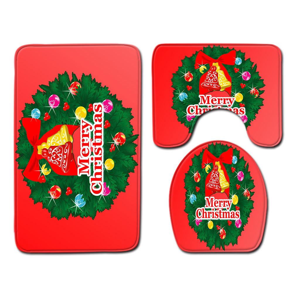 Christmas Bathroom Floor Mat Toilet Three-Piece Set