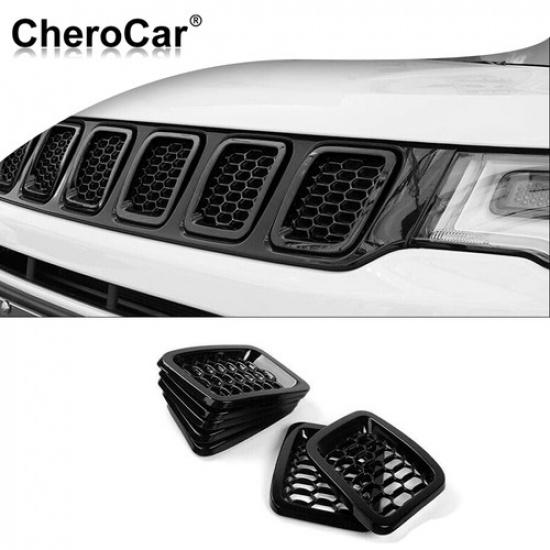 Front Center Grille Ert Cover Trim Decorative for Jeep Compass 21+Accessories