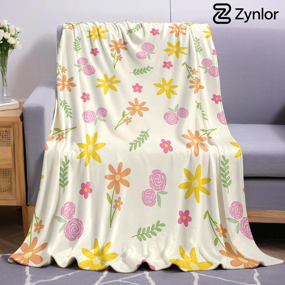 Pastel Ditsy Floral Ultra Soft Sherpa Fleece Blanket Fluffy Warm Halloween Cozy Throw for Sofa Couch Bedroom Gift All season
