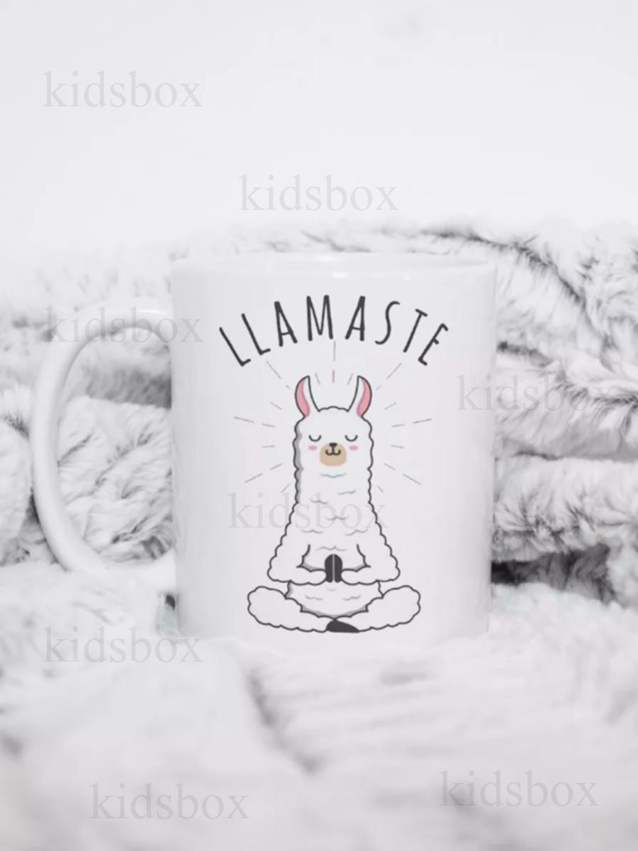 

Кухоль Лама з принтом керамічна чашка Lama 330 мл 9.5 білий