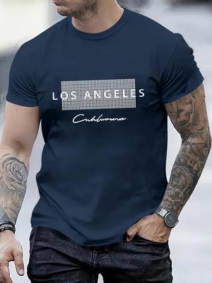 Stylové tričko s grafickým potiskem Los Angeles - měkké, prodyšné, ležérní tričko s krátkým rukávem na léto