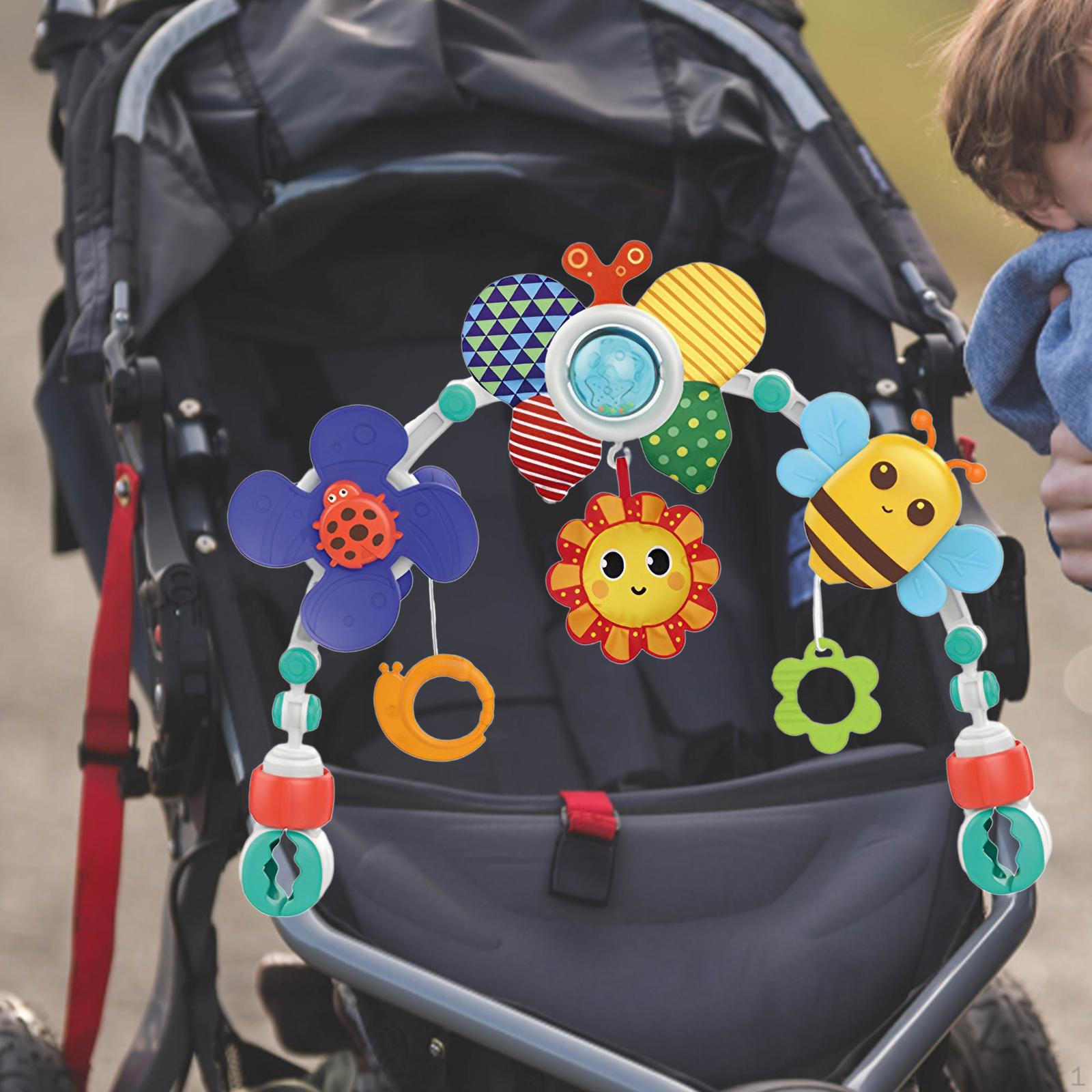 Baby Stroller Arch Toy Activity Pull String Crib Mobile Musical Animal Toys butterfly