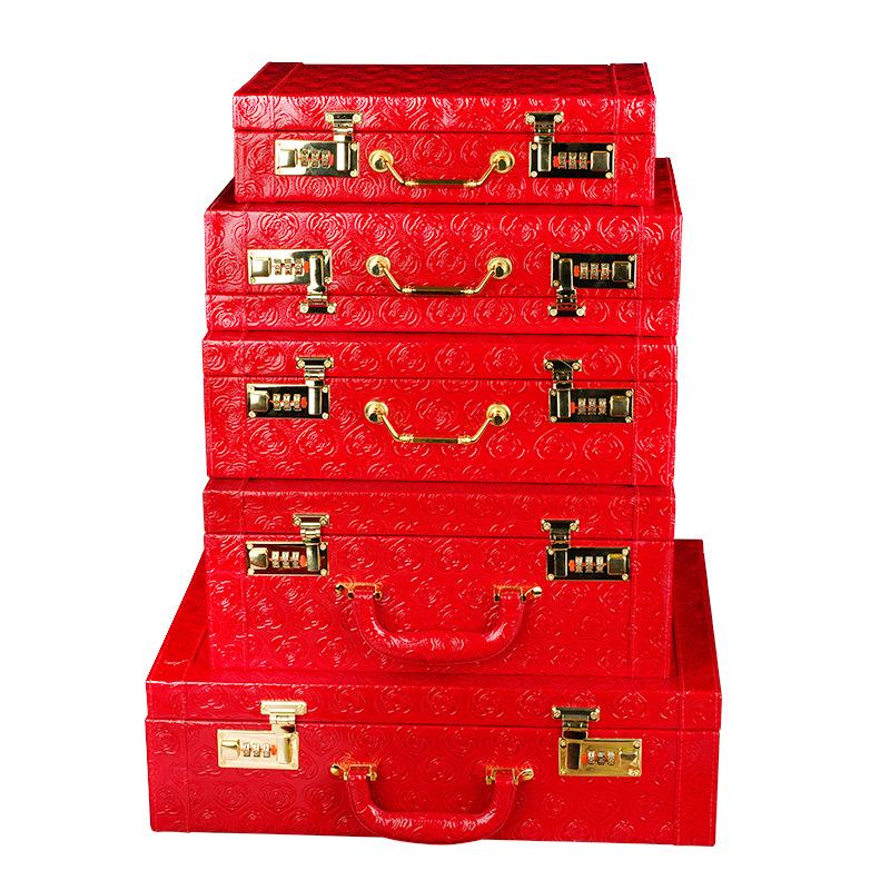 Red Leather Bride Money Box, Wedding Gift Box, Dowry Essentials 8 inch
