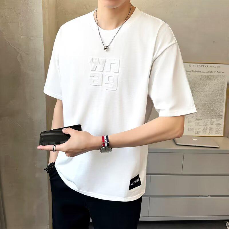 Men's Summer Short-Sleeve Printed T-Shirt, 2024 Trendy Loose Fit, Internet Celebrity Style.