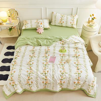 Botanische Blumen Blätter Quilt Weiche Bequeme Klimaanlagen Dünne Bettdecke Sommer Gewaschene Baumwolle Leinen Quilt Flauschige Decke