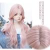 WTB Pink Long Curly Hair Synthetic Wig Female Full Head Lolita Eight Bangs Big Wave Girl Pink Natural Wig Hair Cover