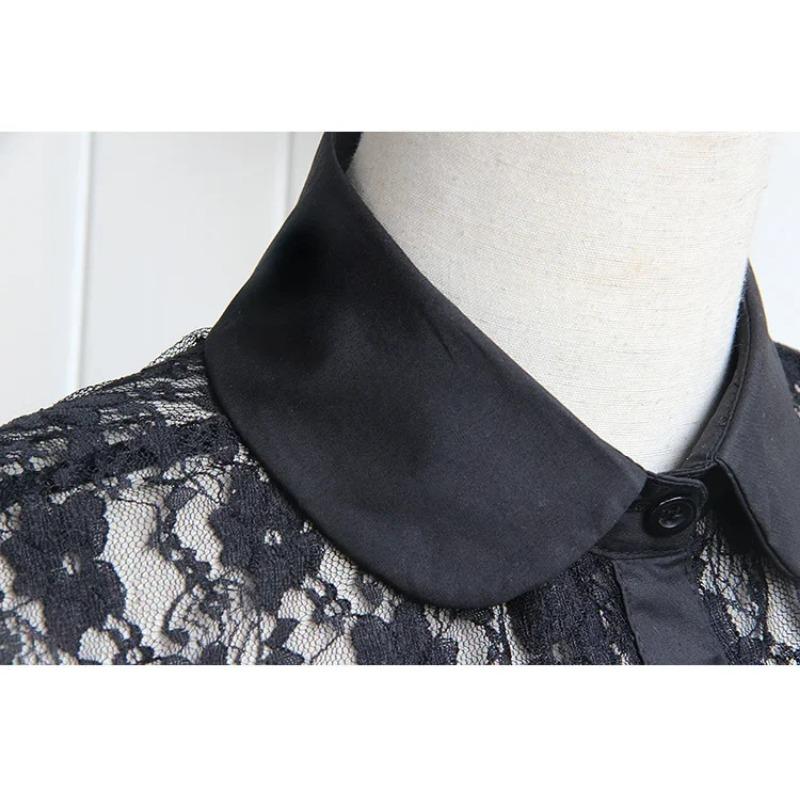 Perfect Match Fashion Women Cotton Shirt False Collar Detachable Fake Collar Shirt Lace Lapel Blouse Top Tie Flower Lace Clothes Accessories