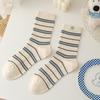 Women's Autumn-Winter Mid-Calf Cartoon Puppy Socks, Korean and Japanese Style, Color Block, Striped, Cute, Warm, Boneless.