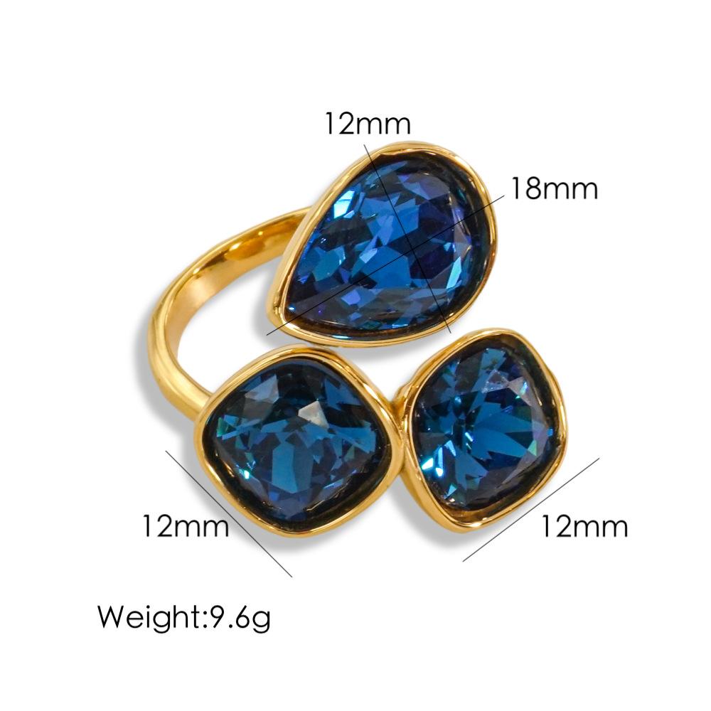 CARLIDANA Fashion Jewelry Open Rings 18K Gold Plated Stainless Steel Simple Multi-Color Crystal Ring For Women Jewelry