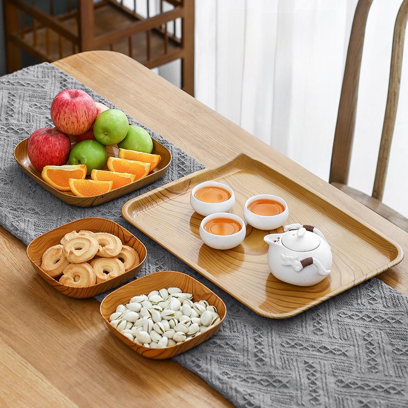 Chinese Melamine Wood Grain Square Snack Tray
