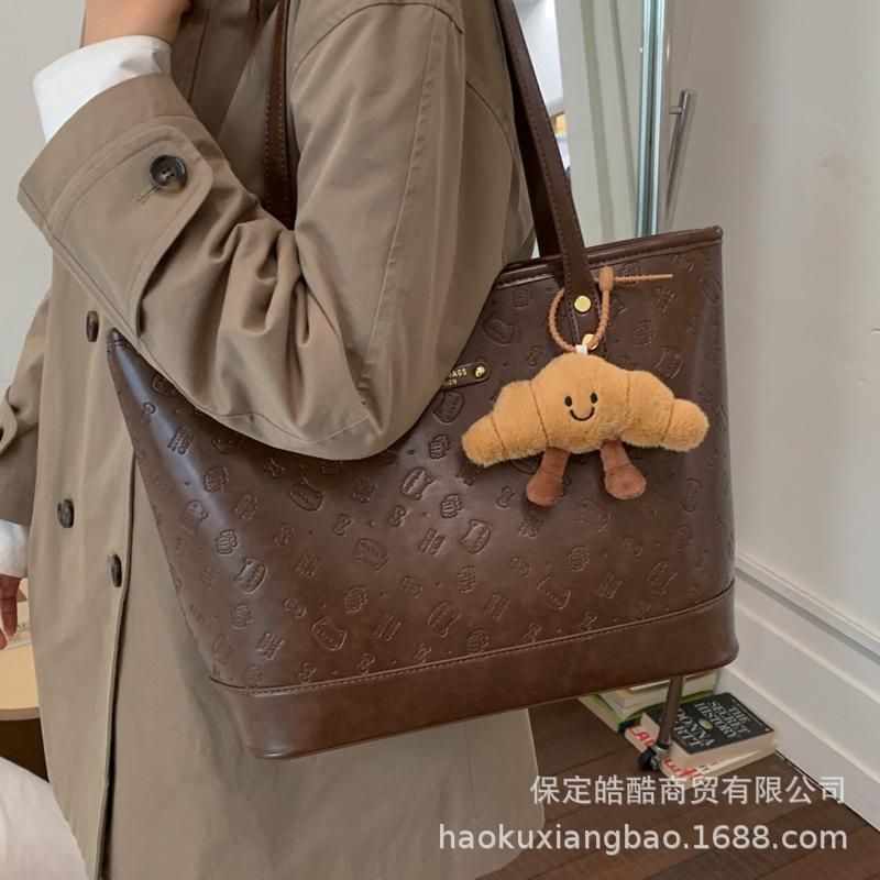 Korean version of simple casual large-capacity bag women's 2025 autumn and winter fashion versatile tote bag commuting to work shoulder bag