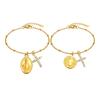 Bracciale in Acciaio Inossidabile con Medaglia della Madonna e di San Benedetto, Croce con Zirconi, Braccialetti Rosario da Donna, Gioielli Religiosi