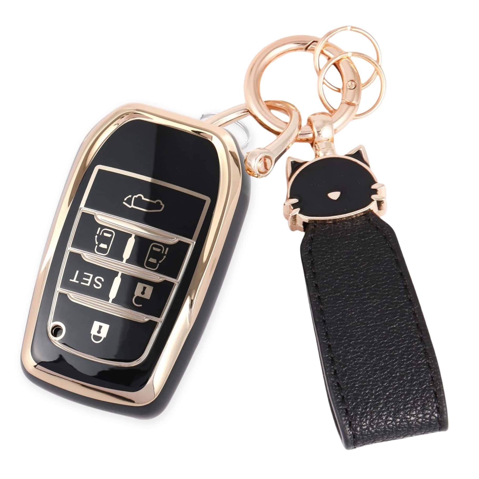 

ZANEKO Чехол для ключа Alphard Совместим с Toyota Alphard 30-й серии Поздние и Ранние модели Чехол для ключа 6 кнопок (Черный кот, милый) чёрный