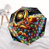 Winnie the Pooh, Christmas lights Automatic Opening and Closing Umbrella, Compact Travel Umbrella, Lightweight and Portable, Suitable for Be